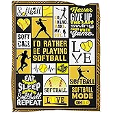 Softball Blanket 50''x60'' Softball Gift Blanket Super Soft Warm and Comfortable Throw Blanket for Fall Winter Spring All Season