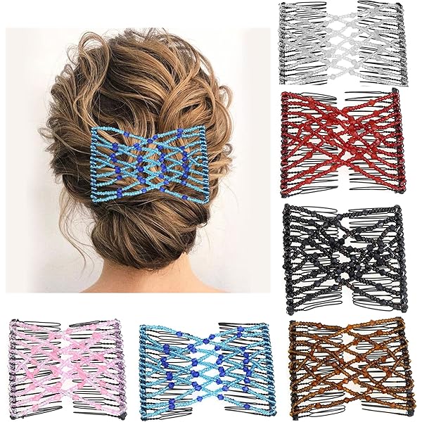 Amazon.com : 3 Pieces Elastic Magic Hair Comb Clips Stretchy