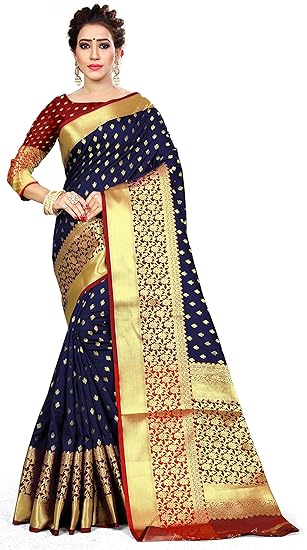 Women's Banarasi Art Silk Saree With Unstitched Blouse Piece