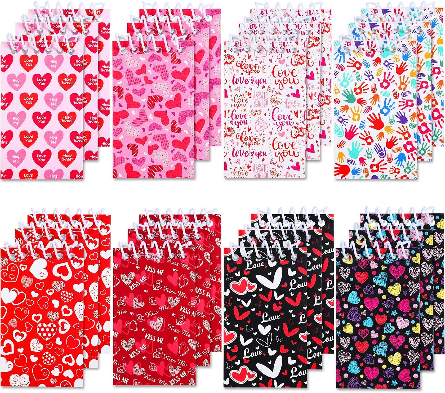 Zonon 24 Pieces Mini Valentines Day Notepads Tiny Heart Notepads Spiral Notebooks Rewards Supplies for Valentines Day Party Decoration