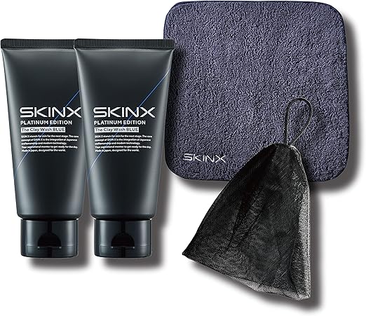Amazon 洗顔 メンズ クレイ 乾燥肌 Skinx 敏感肌 毛穴 黒ずみ 密着泡 80g 2個セット 洗顔ネット 今治タオルつき Skin X 洗顔フォーム 通販