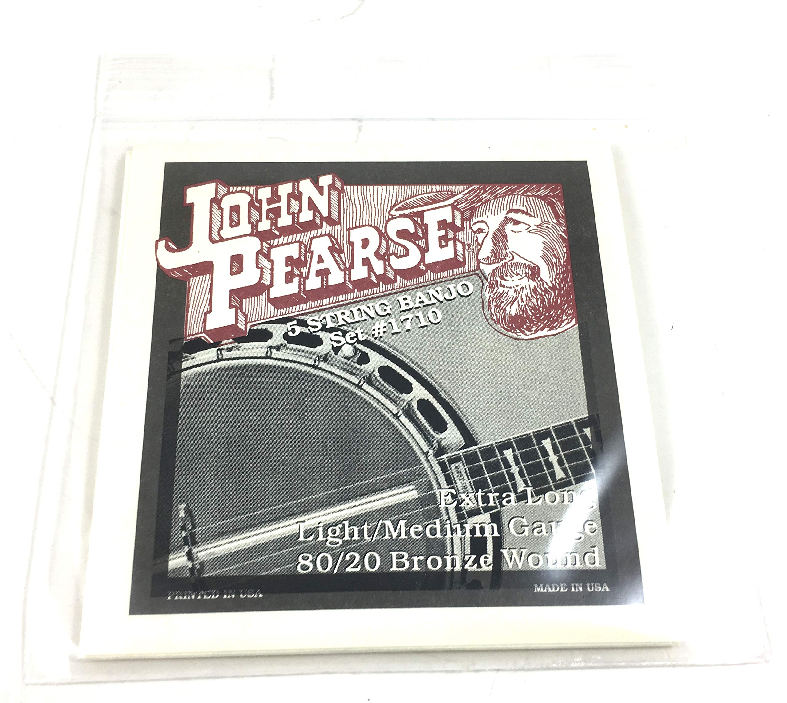 John Pearse Strings® Strings® 1710LM For 5-String Banjo - 80/20 Bronze Wound - Light/Medium Gauge - X-Long
