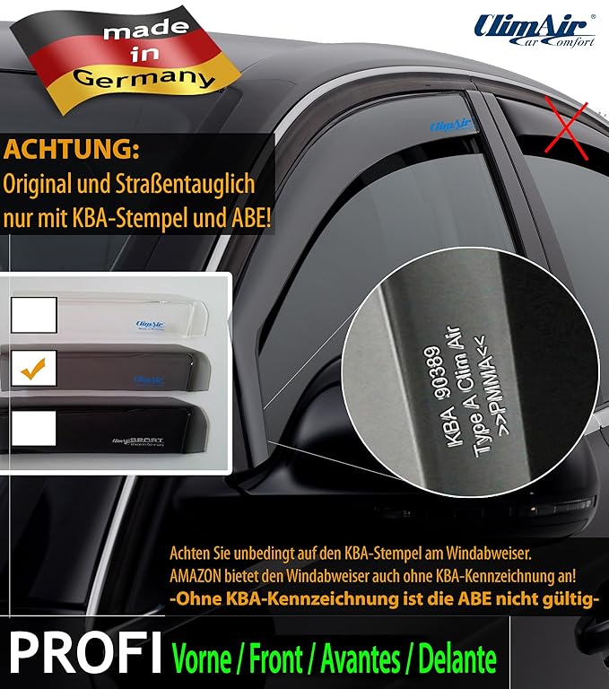 ClimAir Windabweiser Für Ford S-Max 5-türig 2010-2015 - Rauchgrau 2er Set