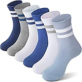 ANTSANG Kids School Athletic Sports Cotton Socks, Breathable Soft Crew Socks for Teen Girls Boys, 6 Pairs