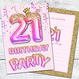 Olivia Samuel 20 Pack 21st Birthday Invitations Pink Gold Glitter Effect view 6