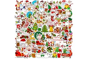 DOTHRAYAN Christmas Theme Stickers, 100Pcs Vinyl Waterproof Merry Christmas Stickers for Envelopes Gifts Tags Crafts Snowboard Decorations, Funny Christmas Holiday Party Favors for Kids Teens Aduts
