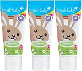 Brush-Baby Gentle Applemint Baby Toothpaste 3 x 50ml 0-3 Yrs Fluoride Xylitol