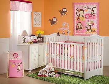 pink monkey crib bedding sets