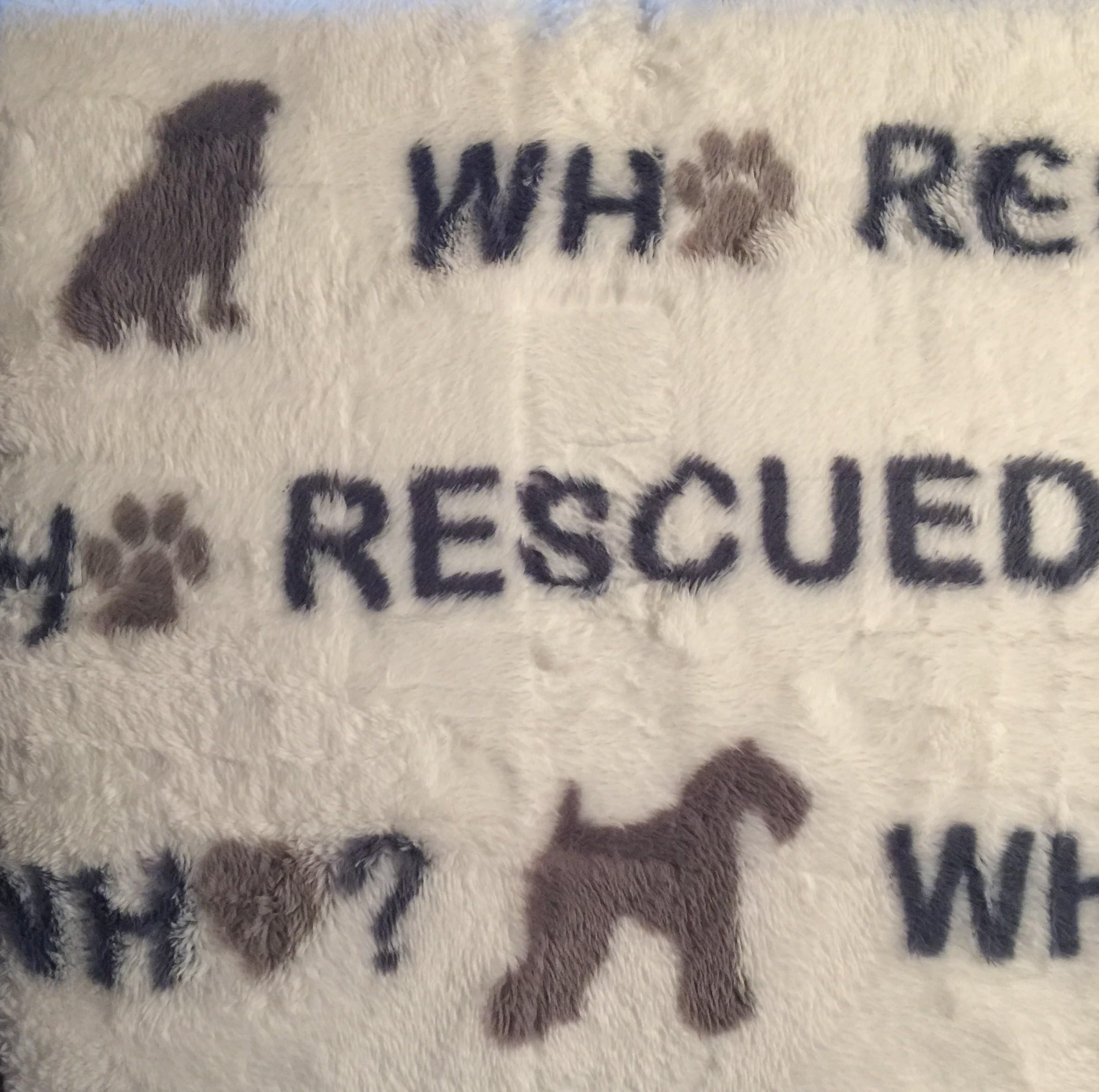 Marlo Lorenz White Who Rescued Who Dog Pet Throw