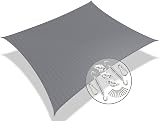 VOUNOT Sun Shade Sail Rectangle 3x2.5 m with Fixing Kit Grey HDPE 90% UV Block