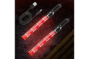 E-riding 2 Pack 16 Inch Rechargeable Traffic Wand, Red Traffic Control Baton with 2 Flashing Modes, LED Safety Light Wand, Air Marshaling Wand for Airport, Parking, Car Directing