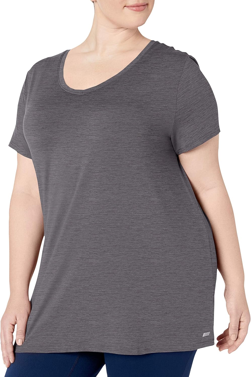  Essentials Women's Plus Size Tech Stretch Short Sleeve V-Neck T-Shirt: Clothing