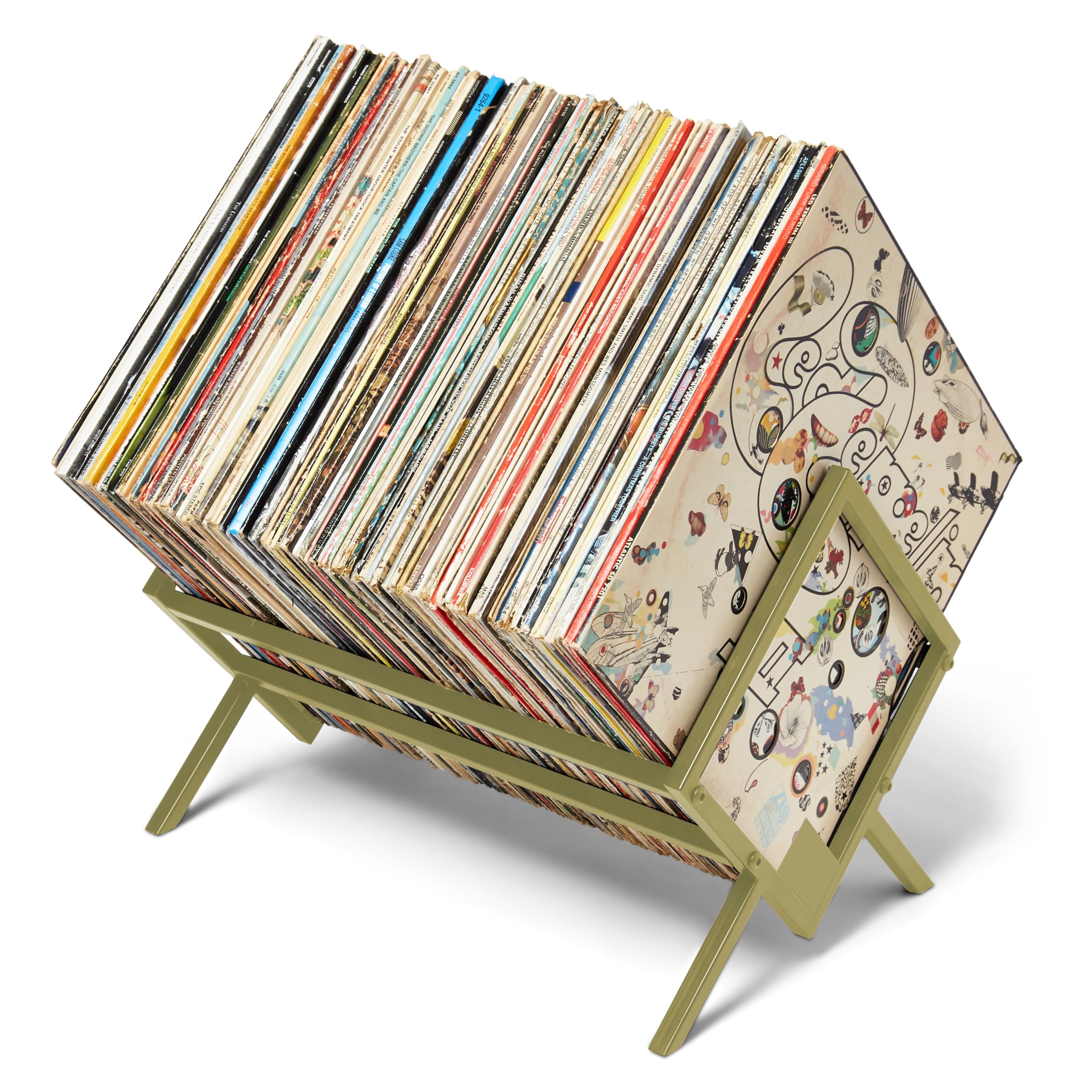 MODERN VINYL Record Holder - Gold Metal - 80-100 LP Storage - Simple, Quick Assembly - Vinyl Display, Storage - High-End Design - Protects Vinyl - Organize Albums - Book, Magazine, Files — image 1