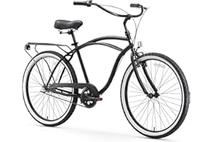 sixthreezero Around The Block Men's Beach Cruiser Bike, Hybrid Bicycle with Rear Rack