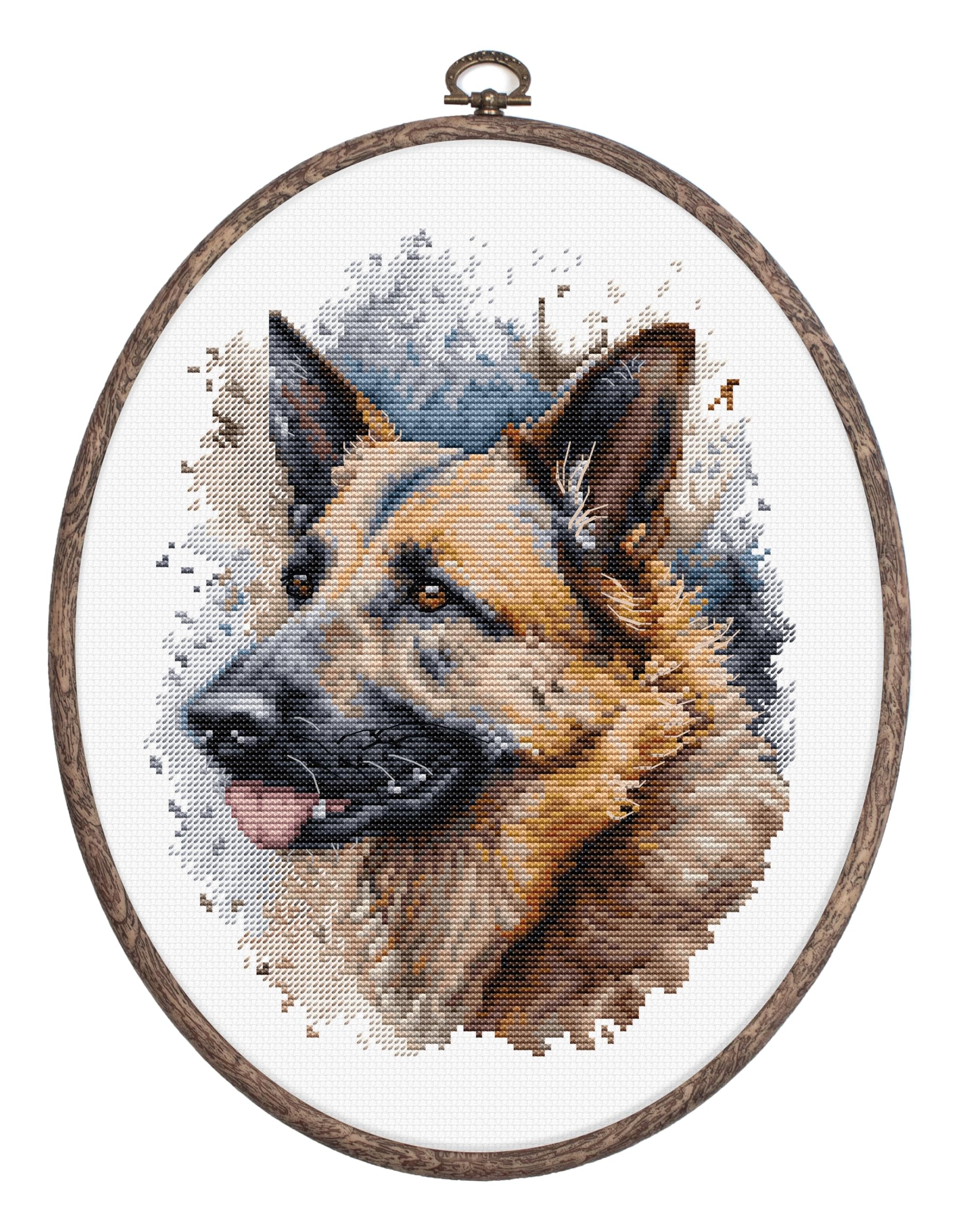 Cross Stitch Kit with Hoop Included Luca-S - BC214 The German Shepherd — image 1