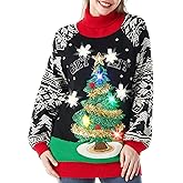 JOYIN Ugly Christmas Sweater for Women, Light Up Ugly Christmas Sweater Dress, Novelty Christmas Long Pullover 2025