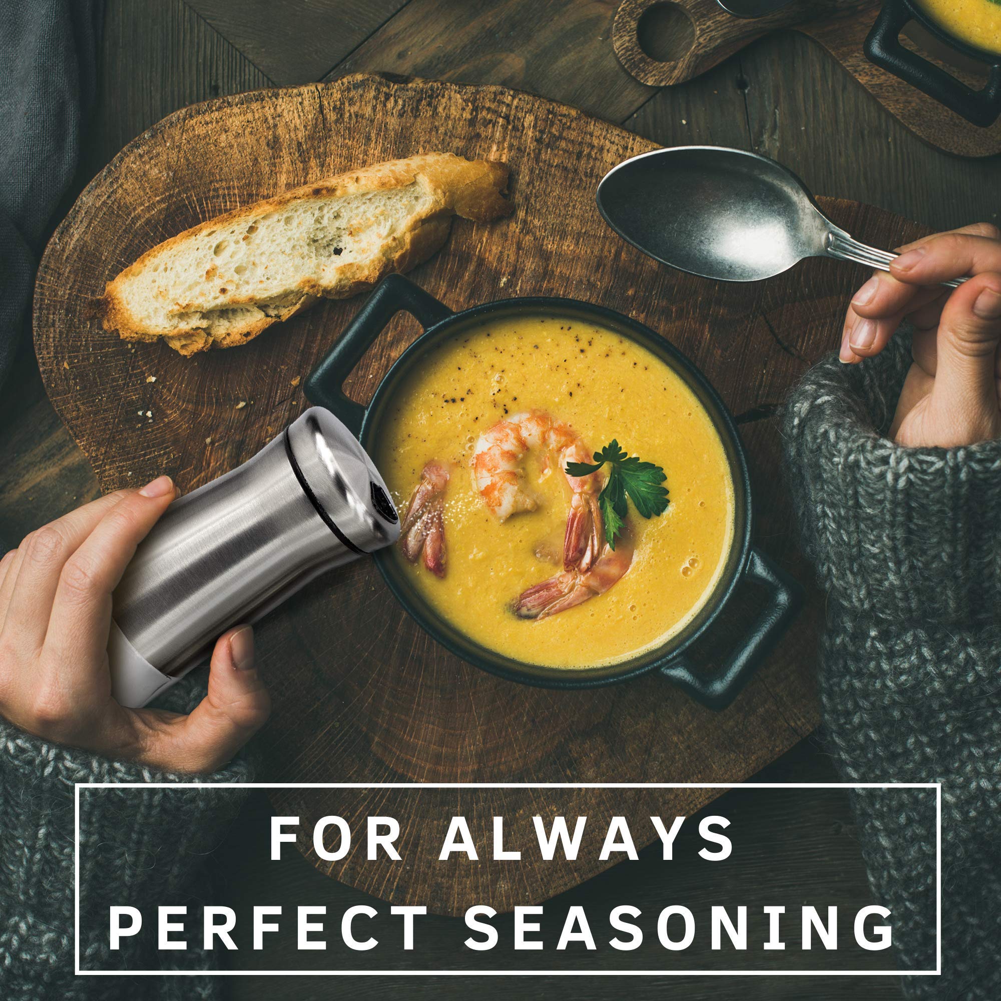 Salt and Pepper Shakers Set With Adjustable Pour Holes The