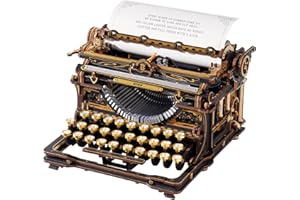 ROKR Mechanical Typewriter 3D Wooden Puzzle for Adults- Vintage Model Kit, No Glue, 320 PCS, 12H Assembly, Building Project, 