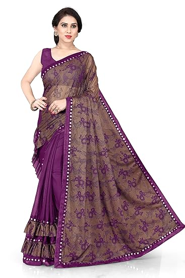 Womens Polyester Saree With Blouse