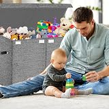 VERONLY Large Foldable Toy Box with Lid Dark Grey 60x31x39 cm Storage Chest view 2