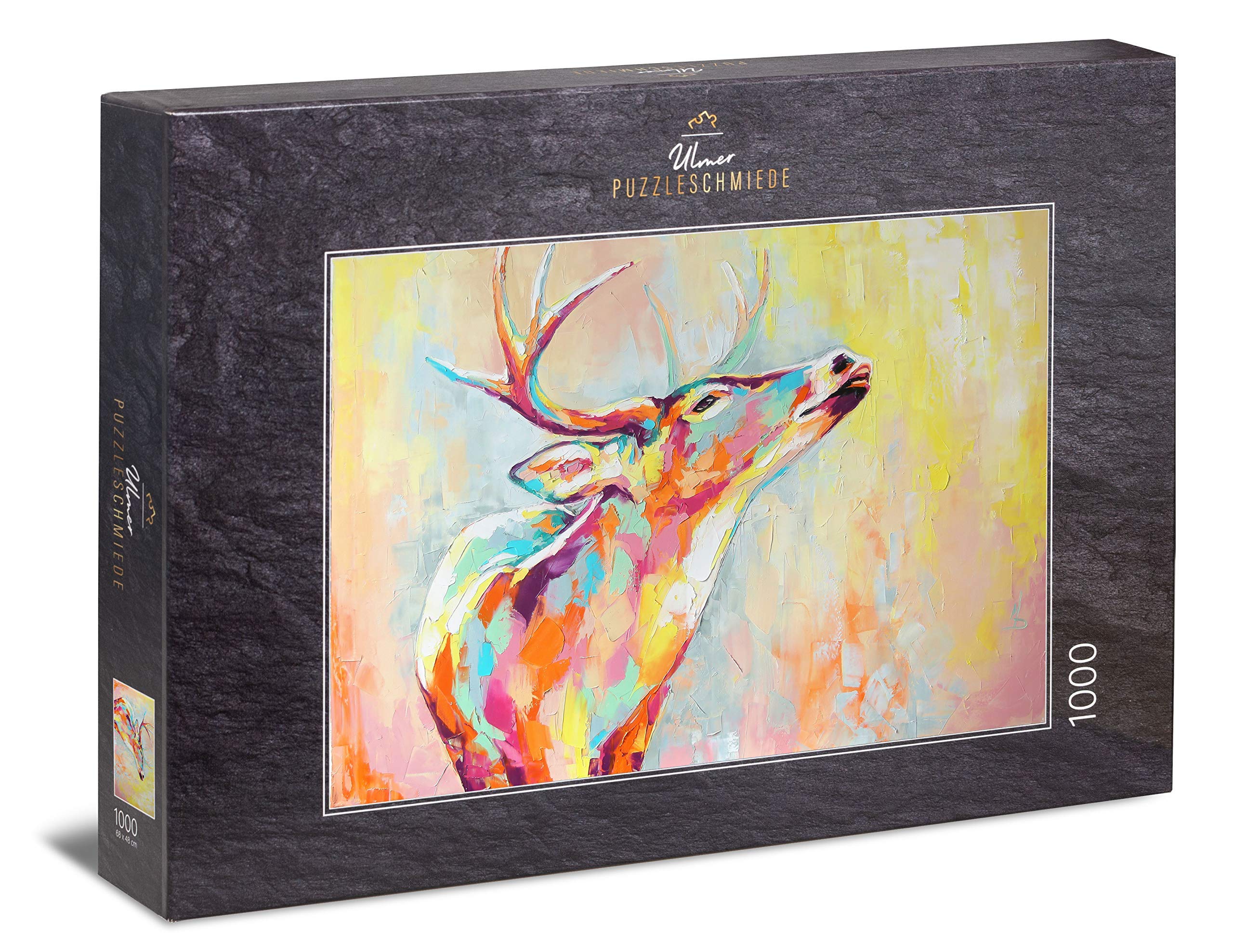 Ulmer Puzzleschmiede - Puzzle "Colourful stag": 1000 pieces jigsaw puzzle - Colourful stag as modern oil painting