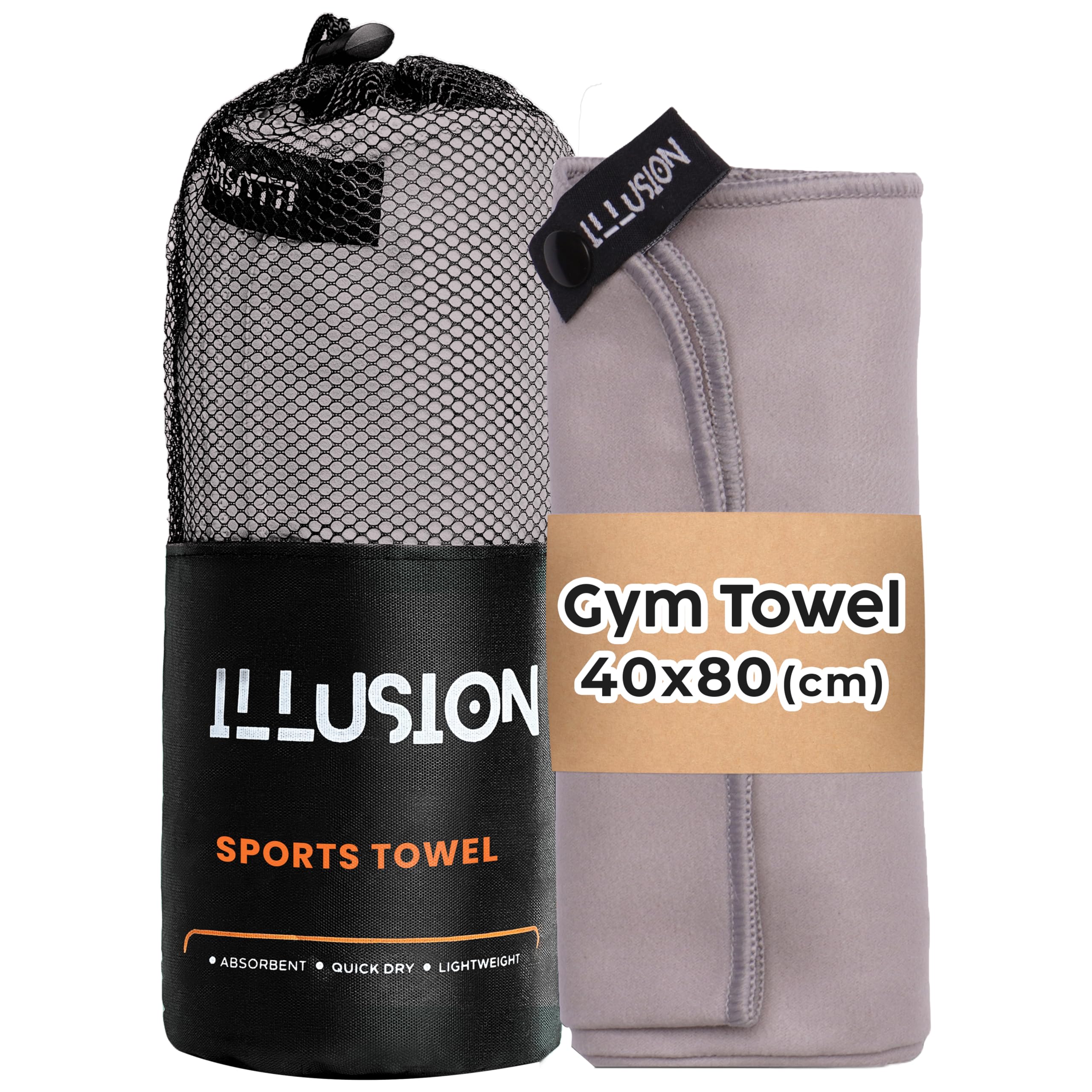 illusion Small Microfibre Gym Towel for Active Sports (40x80cm) - Lightweight Quick Dry Towel - Ideal for Cardio, Cycling, Strength Training, Yoga, and Running, Perfect for Athletes Training Outdoors — image 1