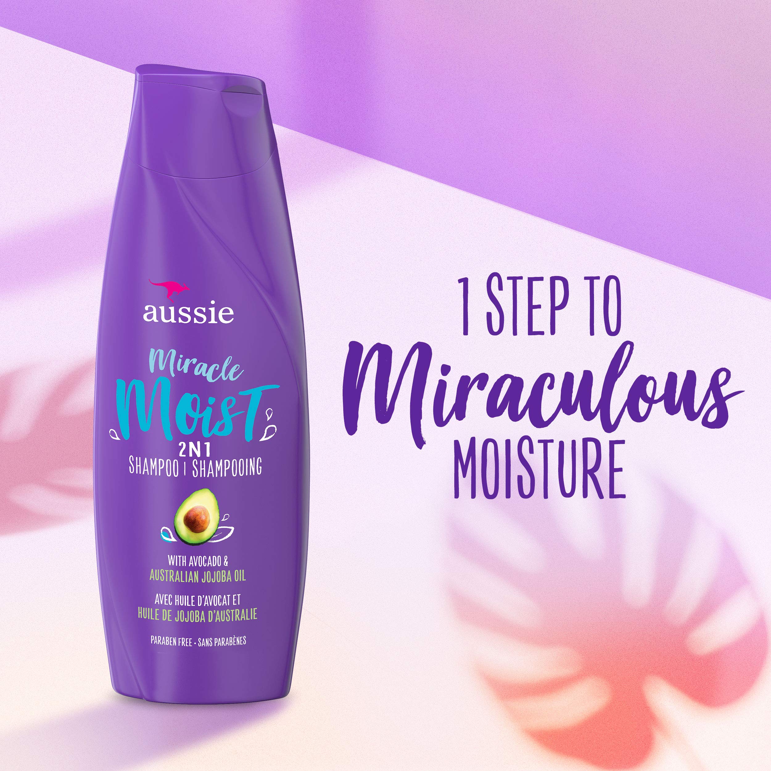 Aussie For Dry Hair Paraben-free Miracle Moist 2 In 1 with Avocado & Jojoba, 72.6 Fl Oz