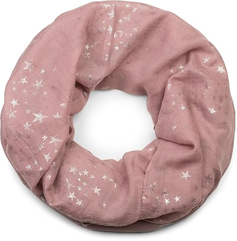 styleBREAKER Loop Schlauchschal mit glitzerndem Metallic Sterne All Over Print Muster, Schal, Tuch, Damen 01016118