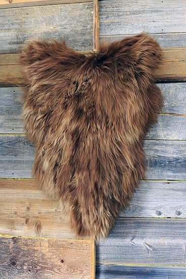 ESTRO | Original ISLÄNDISCHER Schaffell Lammfell Teppich | Glänzend und luxuriös | Farbvielfalt (Braun, 130 cm)