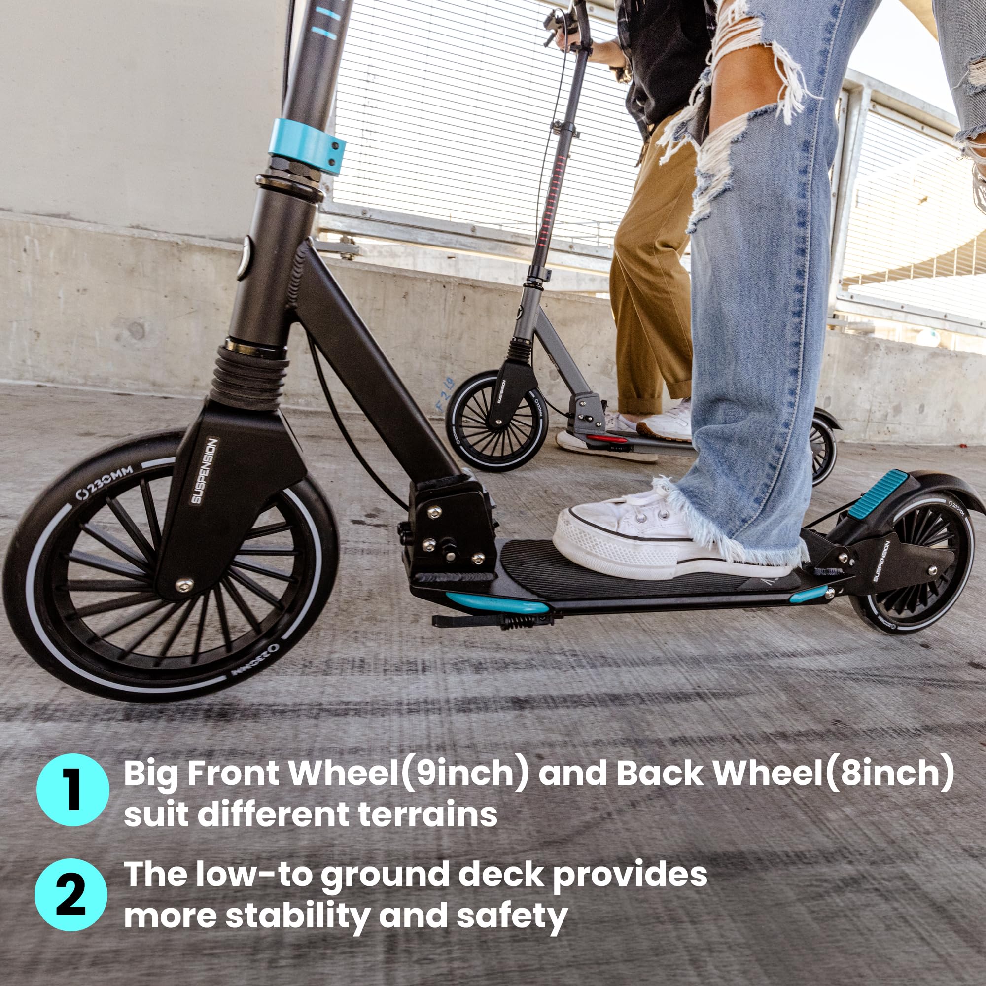 Aero Scooter for Kids 8-12, Teens & Adults | Boys Girls 2 Wheels Kick Scooters | Shock Absorption, Foldable & Height Adjustable