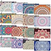 Yahenda 16 Pcs Valentines Mandala Canvas Makeup Bags Bulk for Women Inspirational Zipper Pouch Galentines Day Pencil Pouch Travel Toiletry Bag for Birthday Mother's Day Nurse Teacher Gifts