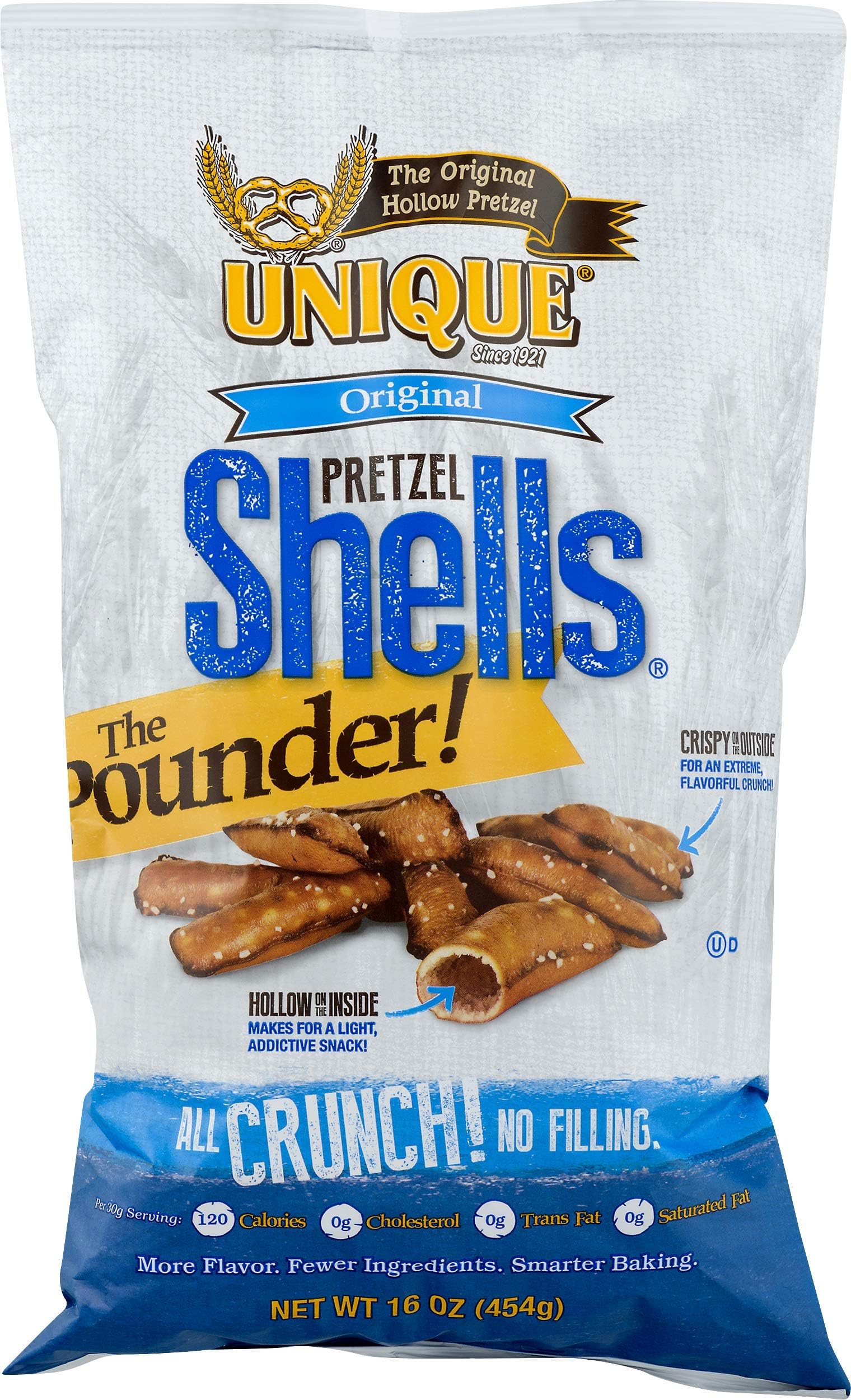 Unique Original Pretzel "Shells" the Pounder - 16 oz. Bags (Pack of 2)
