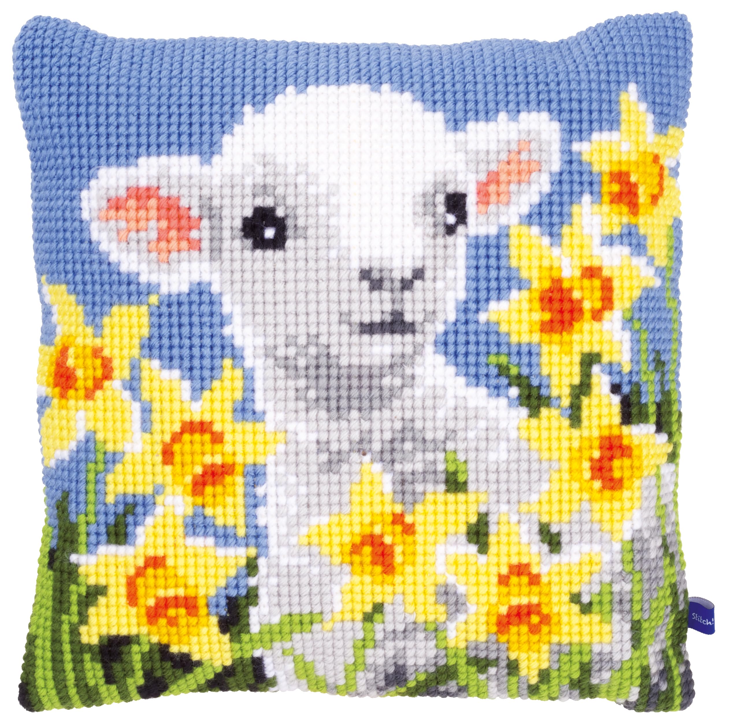 Vervaco Lamb Cross Stitch Cushion, Multi-Colour