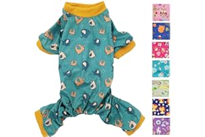 FUNNYDOGCLOTHES Dog Pajamas Soft Cotton Blend Jumpsuit Cute Pet Clothes for Small Medium Pet (Green Elephants, XXS: Length 8", Chest 10" - 12")