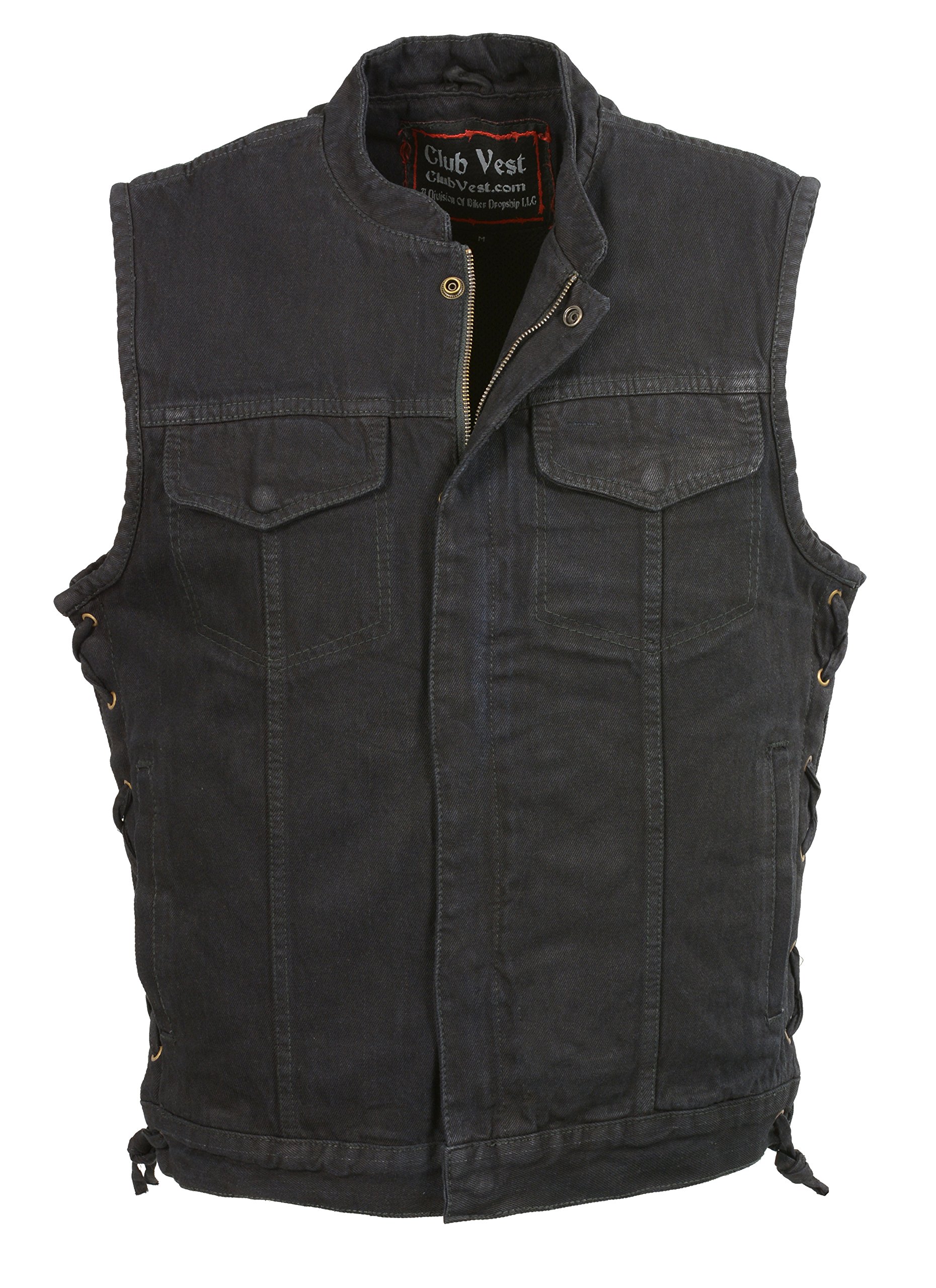 Men's Side Lace Denim Club Vest With Hidden Zipper â¢ Denim Fit
