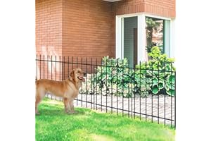 FOREHOGAR Metal Garden Fence 30 in H x 10 ft L,Border Fence Panels Animal Barrier for Dogs, No Dig Garden Fencing for Yard Patio Flower Bed Lawn Outdoor,5 Panels + 6 Stakes Black
