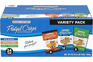 Snack Factory Pretzel Crisps Variety Pack, Individual 1.5 Ounce (Pack of 24)