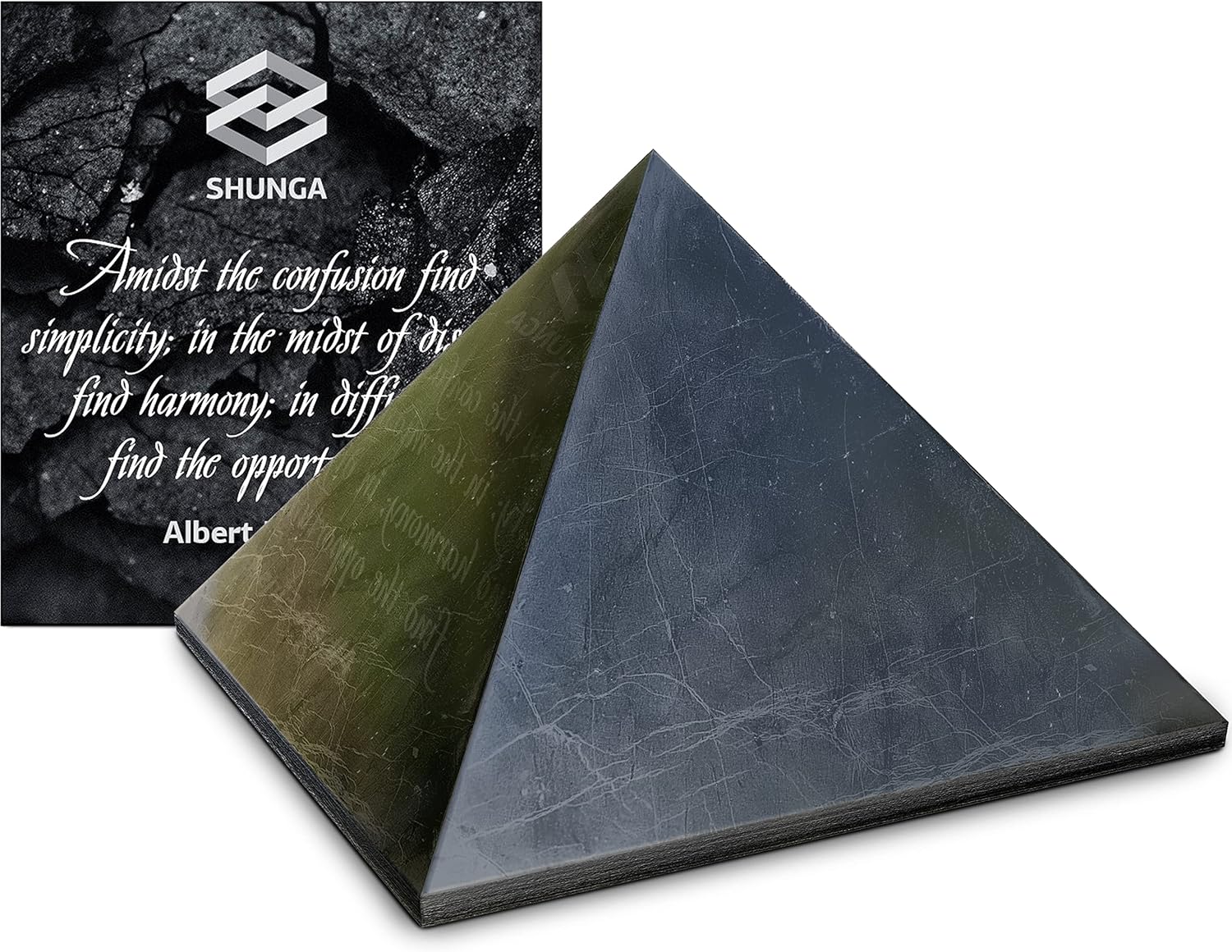 Indoor Fountains & Accessories - SHUNGA-STONE Shungite Pyramid Black Triangle Polished Authentic Karelian Genuine Pyramids Crystal (1.9 inch (Premium Package))