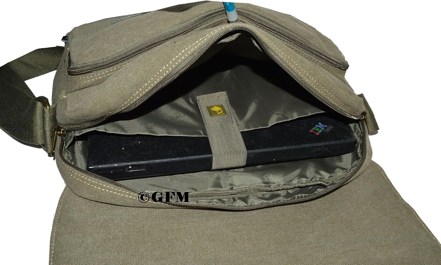 GFM® Mens Boys Canvas Messenger Bag for Up to 15.6 Inch Laptop, Tablet etc for School Office, College, Uni,Casual, Travel - Image 5