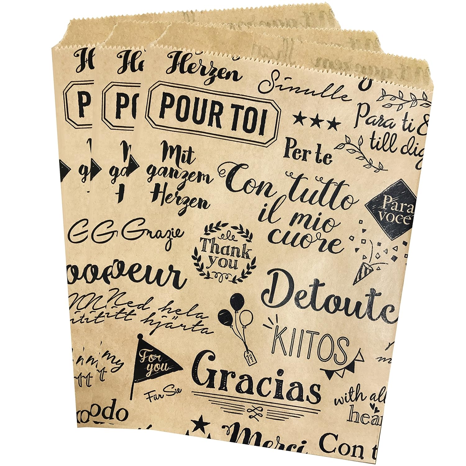 Kraft Paper Thank You Bags Treat or Merchandise Sack