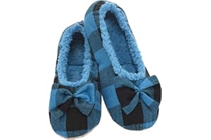 Snoozies Buffalo Plaid Ballet Slippers for Women Indoor, Ballerina Slipper Socks Non-Skid, Ballet House Slippers for Women
