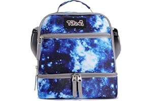 Tilami Lunch Bags Insulated Adjustable Strap Zipper, Two Compartments Cooler Bags, Bento Bags for Kids Toddlers (Blue)