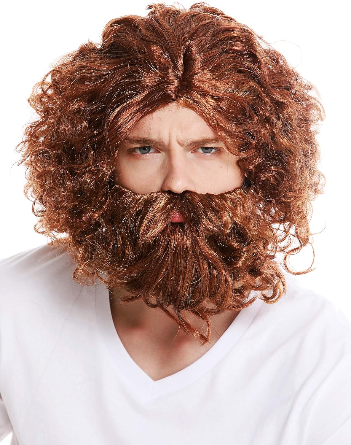 Set Parrucca E Barba Uomo Preistorico - Castano Chiaro, Per Carnevale E Halloween