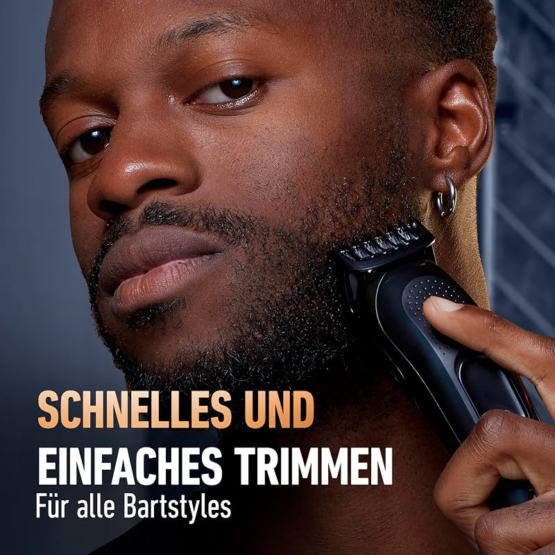 King C Gillette Barttrimmer Herren, Kabelloser Bartschneider, Trimmer für einen schnellen, Scharfen und effizienten Schnitt — Inkl. 1 Reinigungsbürste, 5 Kammaufsätzen und 1 Ladegerät — Schwarz