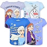 Disney Frozen Girls 4 Pack Short Sleeve T-Shirt for Toddler and Big Kids