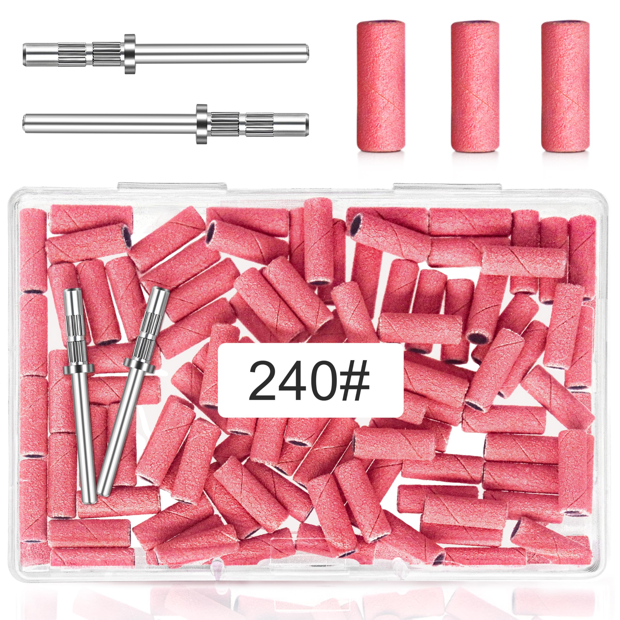 100 Pcs Small Sanding Bands for Nail Drill - 240 Grit, Extreme Fine Sanding Bands with 3.1MM Mandrel Bit for Natural Nails, Acrylic, Gel Manicures and Pedicure — image 1