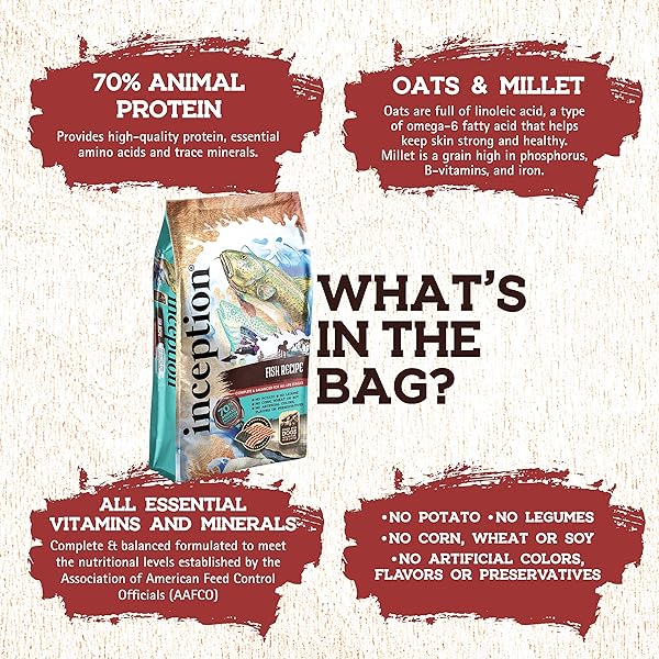 INCEPTION® DRY DOG FOOD FISH RECIPE – COMPLETE AND BALANCED DOG FOOD – LEGUME FREE MEAT FIRST DRY DOG FOOD – 4 LB. BAG (13278)