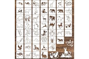 CH HAICHENG 50 PCS Animal Painting Stencils Reusable Animal Stencils for Painting on Wood Rocks Canvas Fabric Glass Pottery 4x4 Inch
