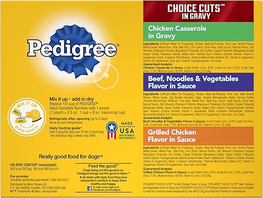 Amazon Com Pedigree Choice Cuts In Gravy Adult Soft Wet Meaty