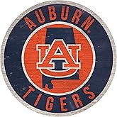 NCAA Auburn 12" Circle with State and Team Logo Wood Sign